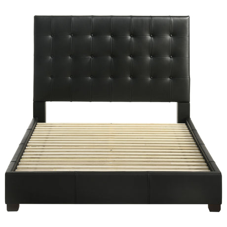 Medley Black Genuine Leather Queen Panel Platform Bed from Coaster - Luna Furniture