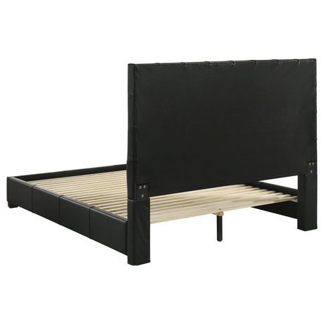 Medley Black Genuine Leather Queen Panel Platform Bed from Coaster - Luna Furniture