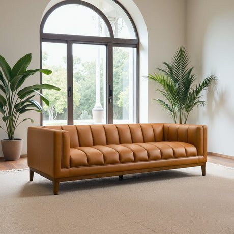 Melissa Cognac Vegan Leather Modern Sofa from Ashcroft Furniture - Luna Furniture
