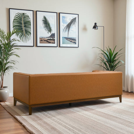 Melissa Cognac Vegan Leather Modern Sofa from Ashcroft Furniture - Luna Furniture
