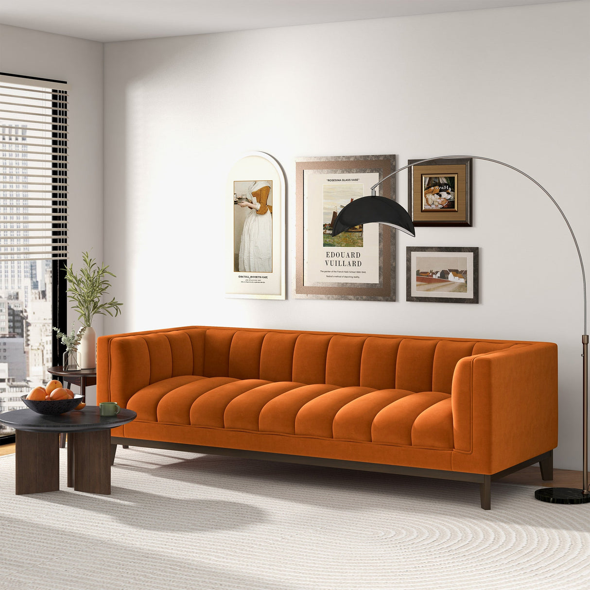 Jersey Orange Velvet Sofa from Ashcroft Furniture - Luna Furniture