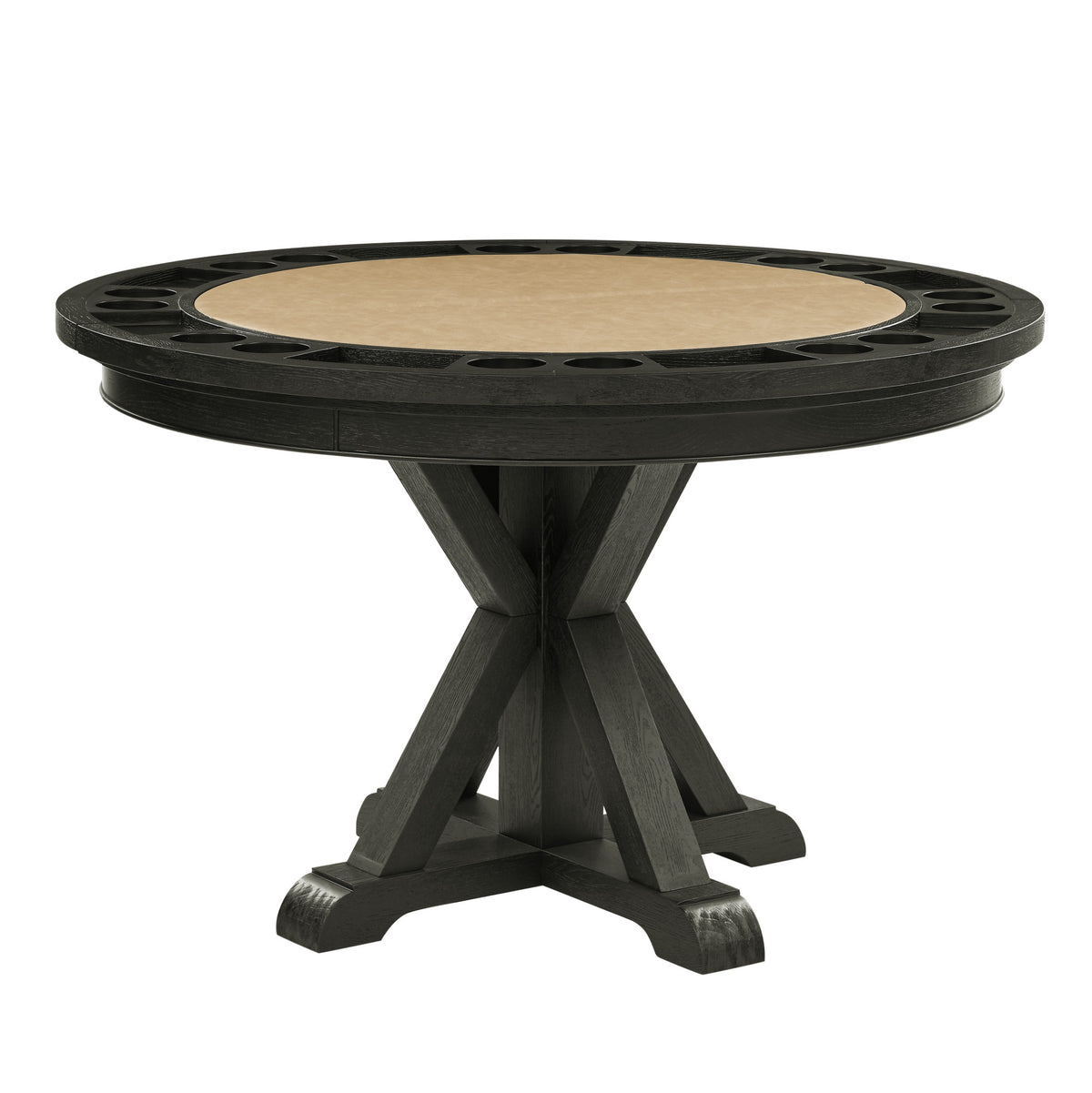 Rylie Black 48" Round Counter Dining Table with 4 Drawers and Game Top from Steve Silver - Luna Furniture