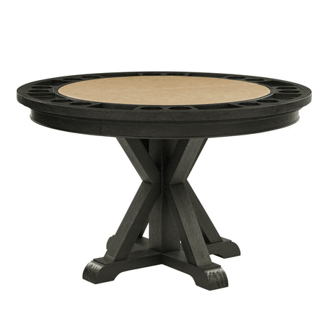 Rylie 48-inch Round Counter Dining Table with 4 Drawers and Game Top, Black Finish from Steve Silver - Luna Furniture