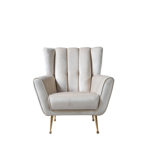 Merida Ivory Velvet Chair from Nova Furniture - Luna Furniture