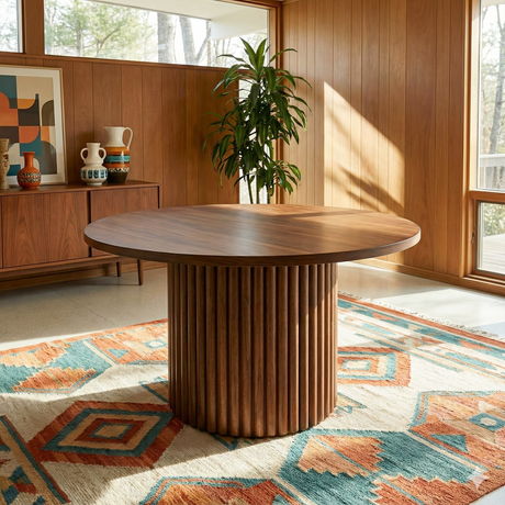 Merlin Walnut Solid Wood Round Dining Table from Ashcroft Furniture - Luna Furniture