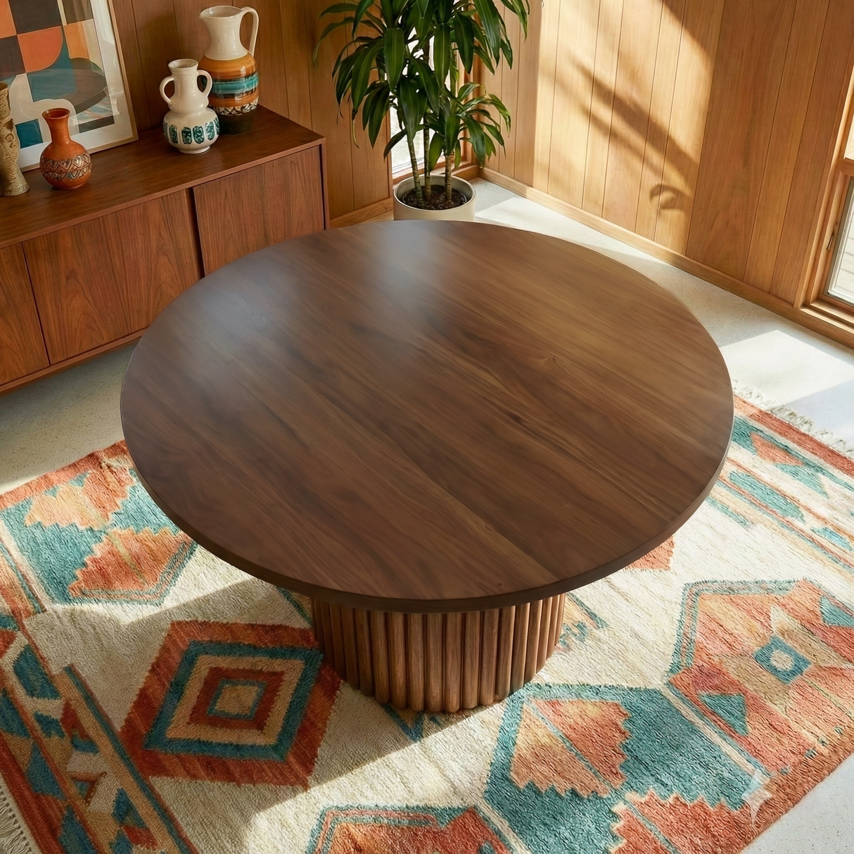 Merlin Walnut Solid Wood Round Dining Table from Ashcroft Furniture - Luna Furniture