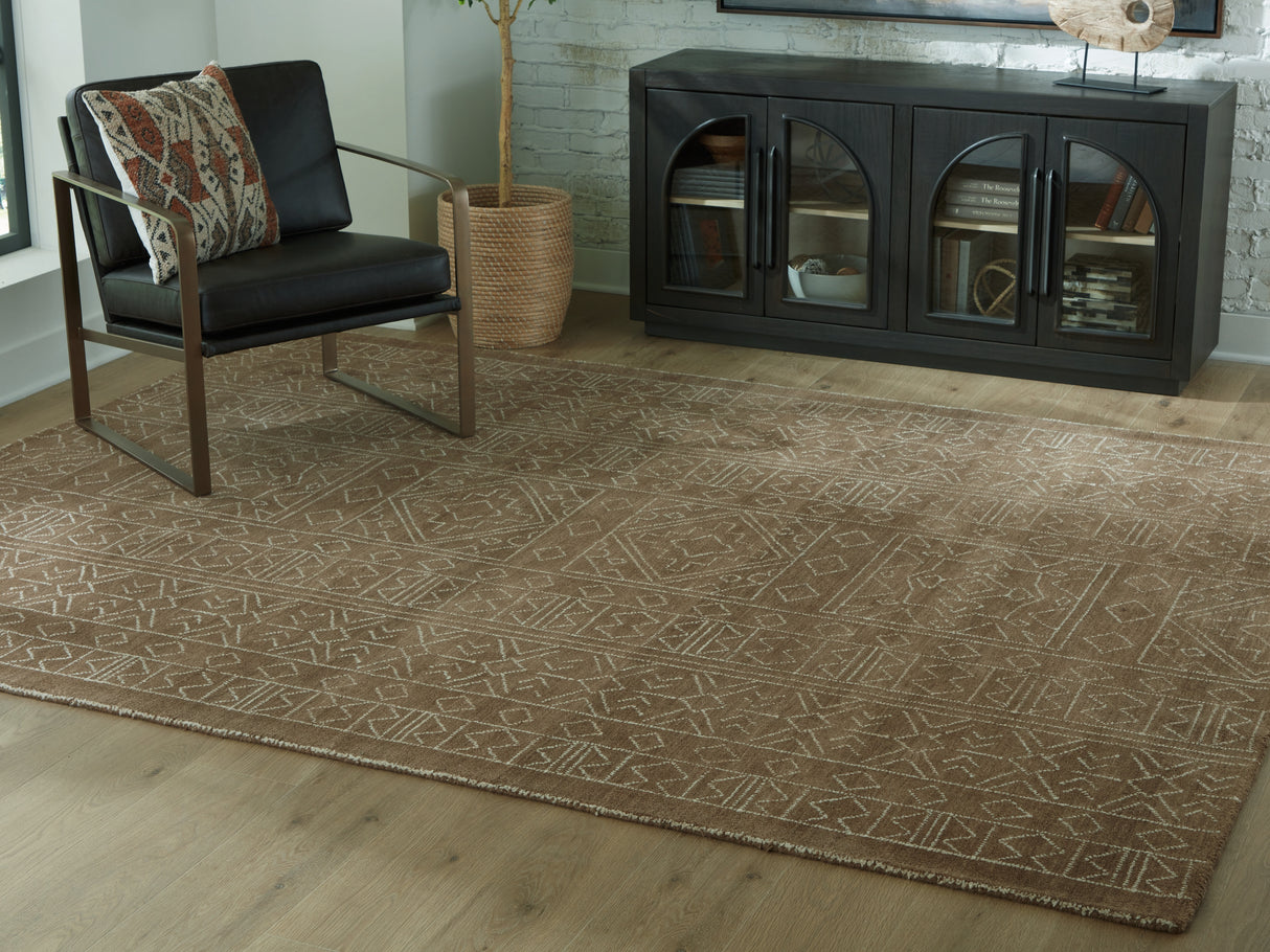 Merrittman Brown/Ivory Large Rug from Ashley Furniture - Luna Furniture