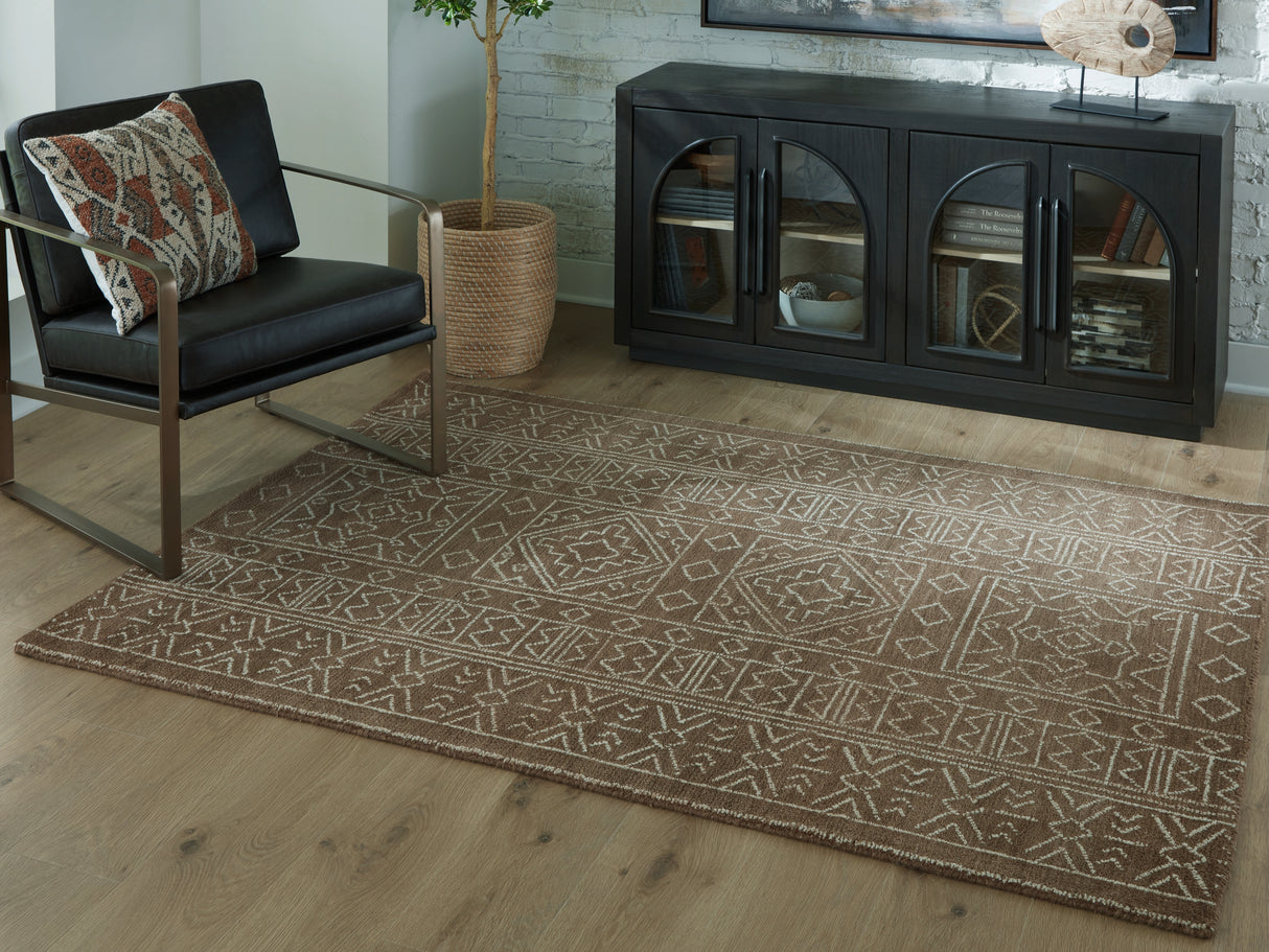 Merrittman Brown/Ivory Medium Rug from Ashley Furniture - Luna Furniture