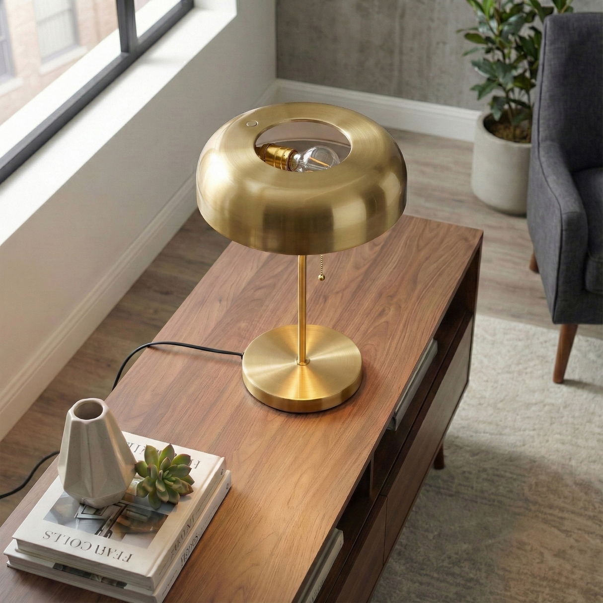 Metro Table lamp with Gold outer and White inner from Ashcroft Furniture - Luna Furniture