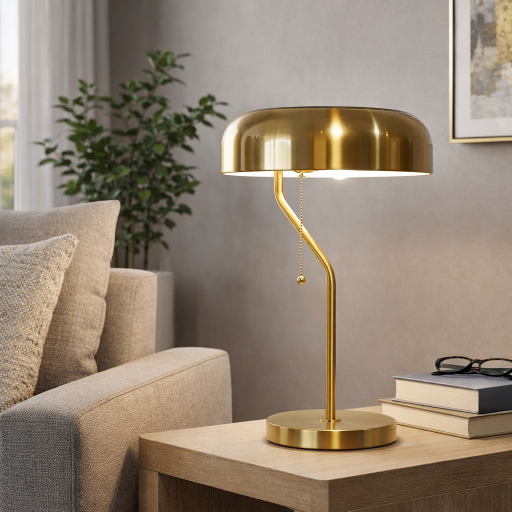 Metro Table lamp with Gold outer and White inner from Ashcroft Furniture - Luna Furniture