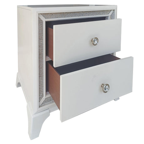 Cassie Illuminating Glam Nightstand, Shimmering Pearl Finish from Steve Silver - Luna Furniture