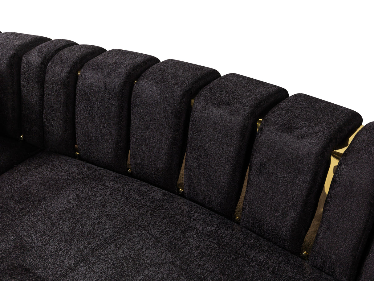 Michelle Black Velvet 3-Piece Curved 165" Sectional from Nova Furniture - Luna Furniture