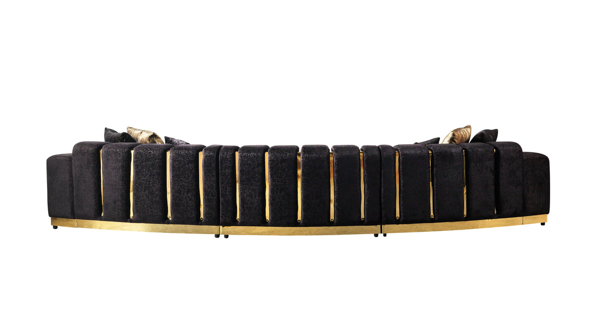 Michelle Black Velvet 3-Piece Curved 165" Sectional from Nova Furniture - Luna Furniture