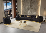 Michelle Black Velvet 3-Piece Curved 165" Sectional from Nova Furniture - Luna Furniture