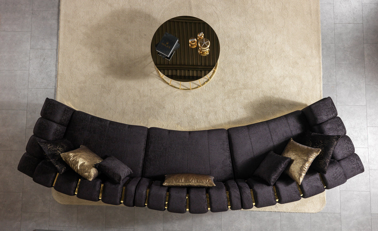 Michelle Black Velvet 3-Piece Curved 165" Sectional from Nova Furniture - Luna Furniture