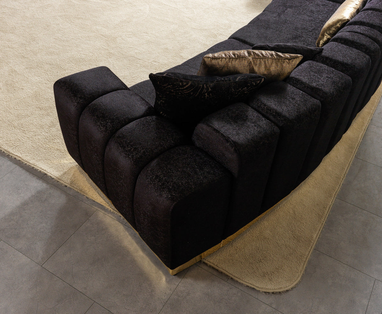 Michelle Black Velvet 3-Piece Curved 165" Sectional from Nova Furniture - Luna Furniture