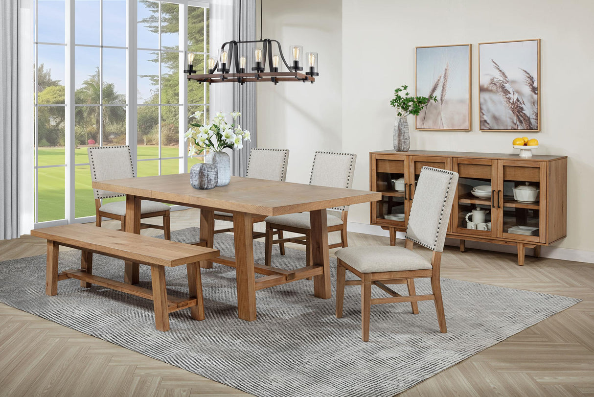 Middleton Brown/Beige 6-piece Extension Leaf Dining Set from Coaster - Luna Furniture