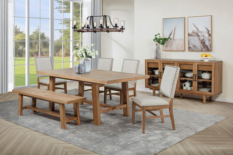Middleton Brown/Beige 6-piece Extension Leaf Dining Set from Coaster - Luna Furniture
