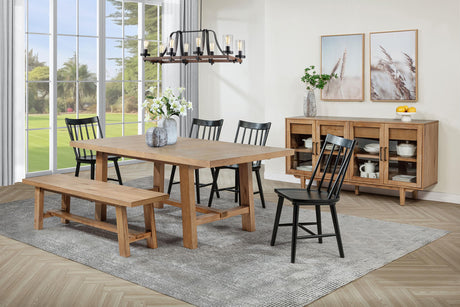 Middleton Brown/Black 6-piece Extension Leaf Dining Set from Coaster - Luna Furniture