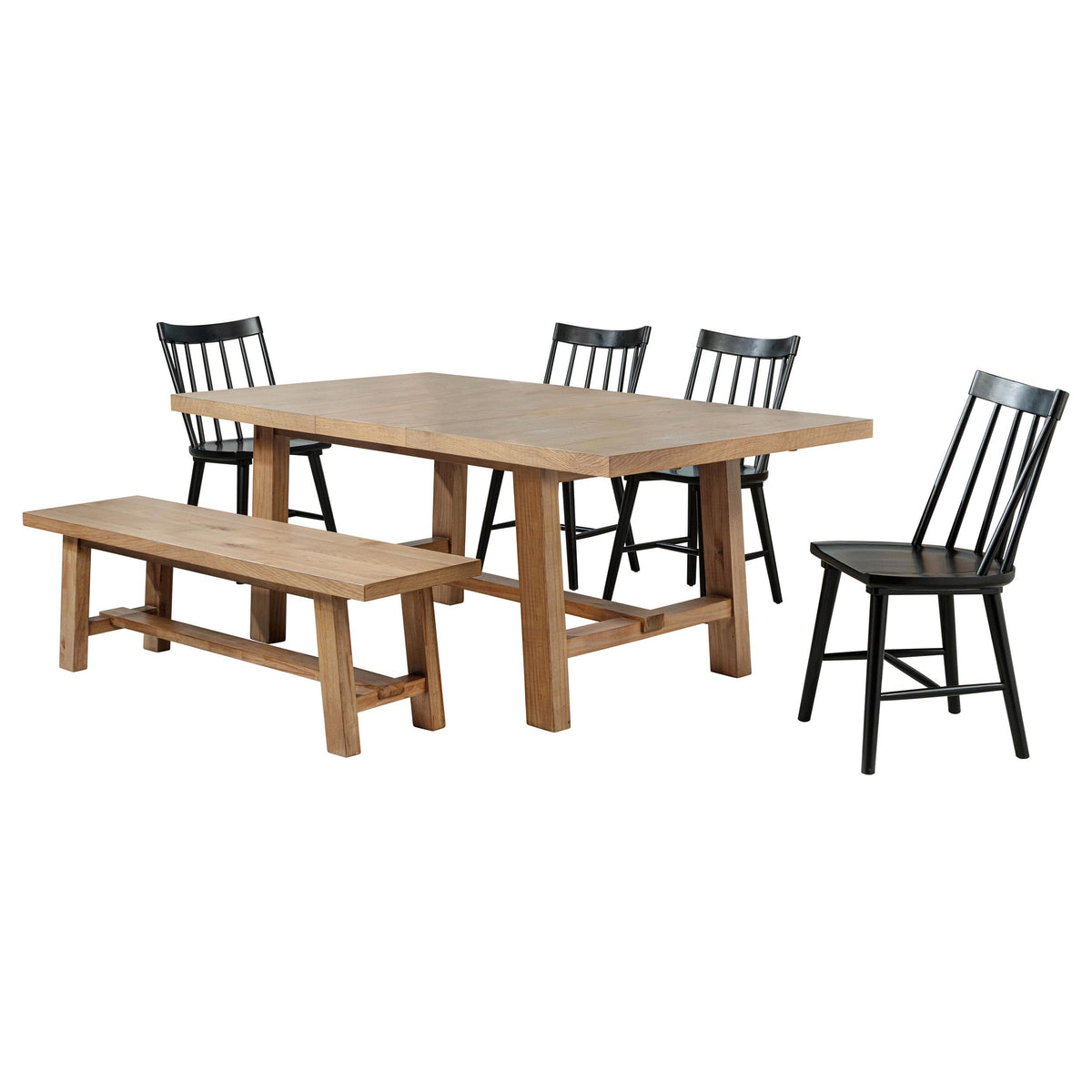 Middleton Brown/Black 6-piece Extension Leaf Dining Set from Coaster - Luna Furniture