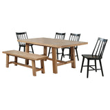 Middleton Brown/Black 6-piece Extension Leaf Dining Set from Coaster - Luna Furniture