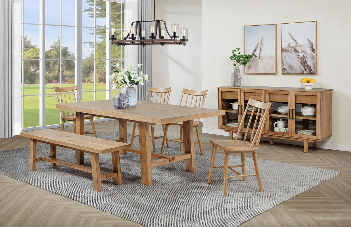 Middleton Natural Brown 6-piece Extension Leaf Dining Set from Coaster - Luna Furniture