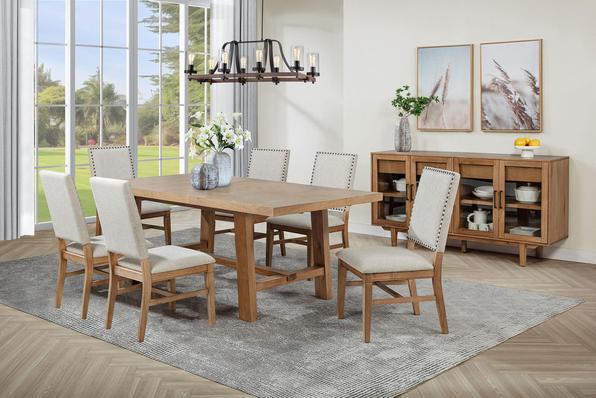 Middleton Brown/Beige 7-piece Extension Leaf Dining Set from Coaster - Luna Furniture