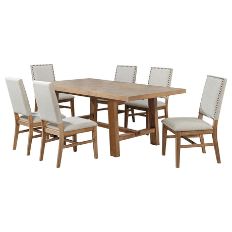 Middleton Brown/Beige 7-piece Extension Leaf Dining Set from Coaster - Luna Furniture