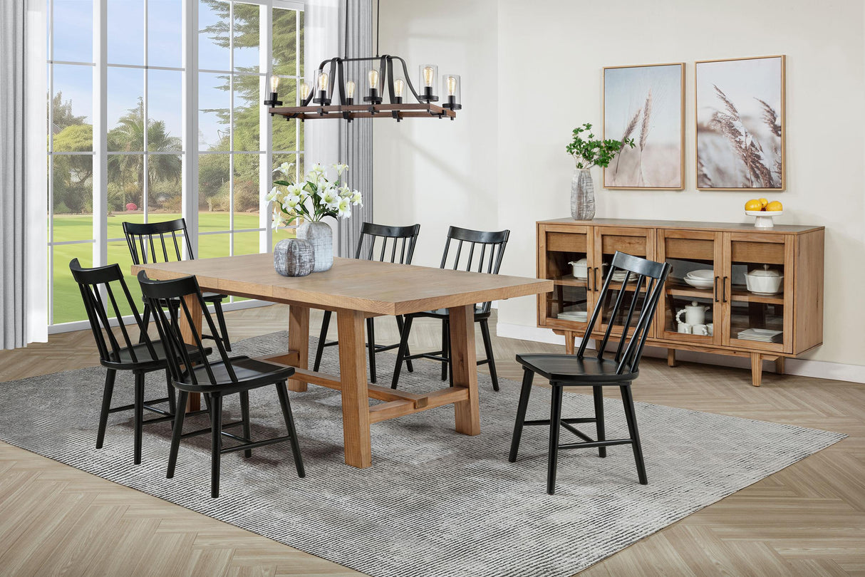 Middleton Brown and Black 7-piece Extension Leaf Dining Set from Coaster - Luna Furniture