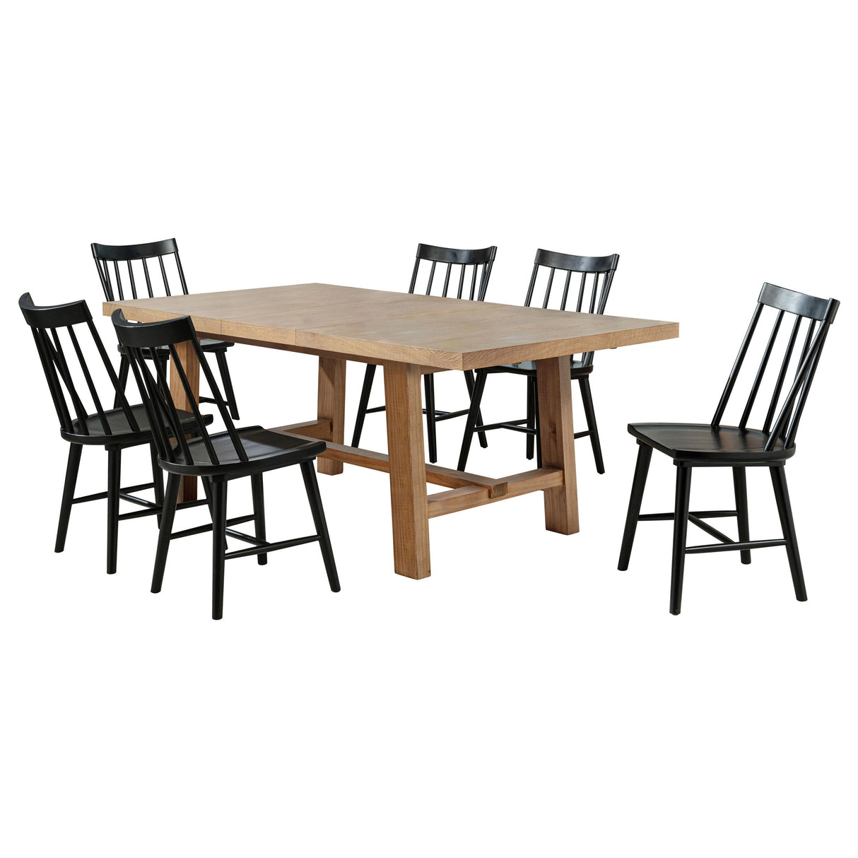 Middleton Brown and Black 7-piece Extension Leaf Dining Set from Coaster - Luna Furniture