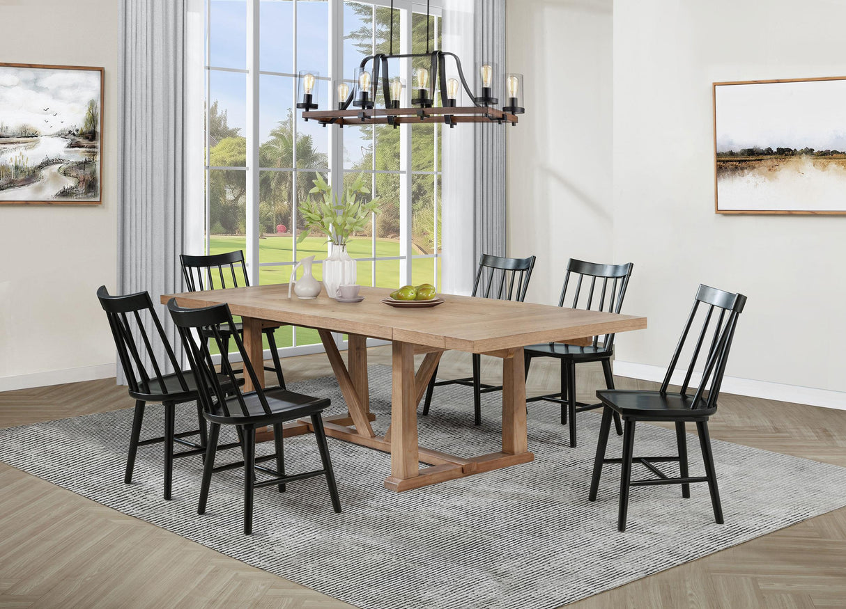 Middleton 7-piece Extension Leaf Dining Set Brown and Black from Coaster - Luna Furniture