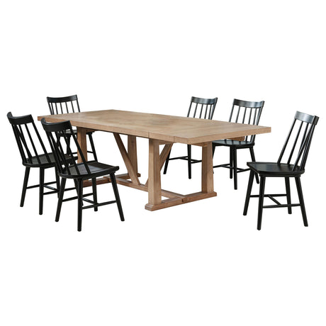 Middleton Brown and Black 7-piece Extension Leaf Dining Set from Coaster - Luna Furniture
