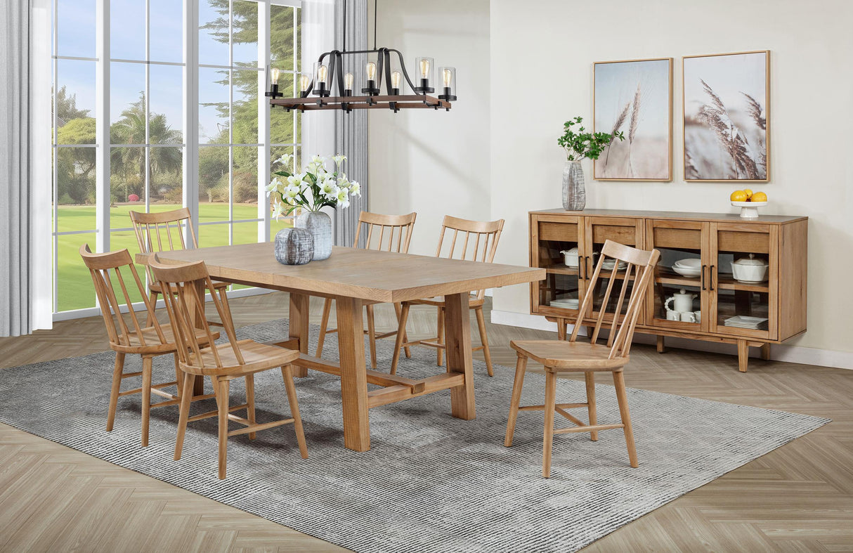 Middleton Natural Brown 7-piece Extension Leaf Dining Set from Coaster - Luna Furniture