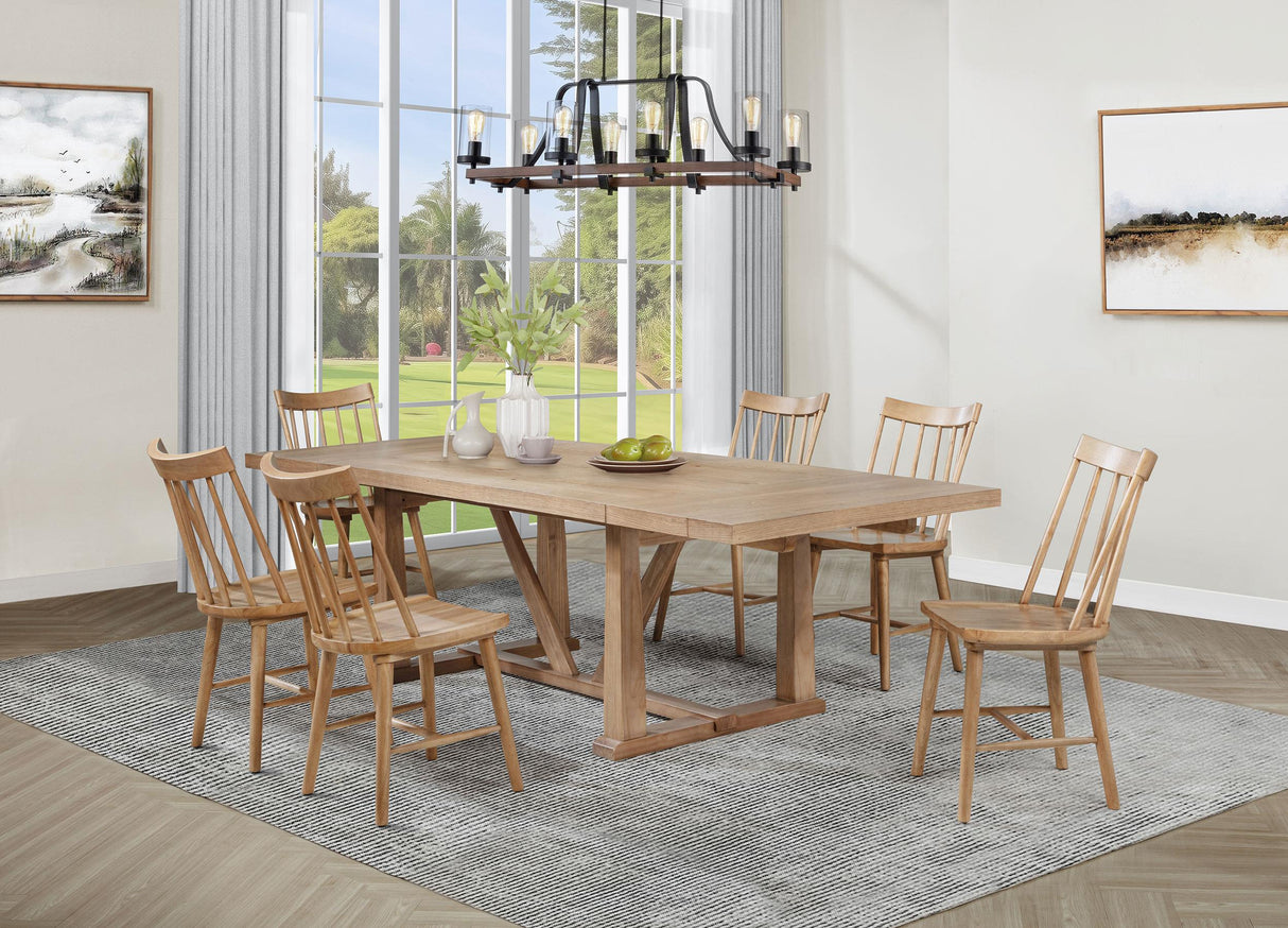 Middleton 7-piece Extension Leaf Dining Set Natural Brown from Coaster - Luna Furniture