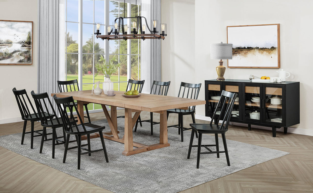 Middleton Brown and Black 9-piece Extension Leaf Dining Set from Coaster - Luna Furniture