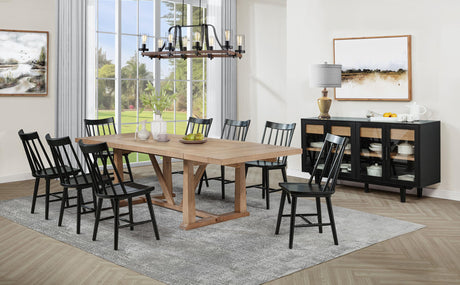 Middleton Brown and Black 9-piece Extension Leaf Dining Set from Coaster - Luna Furniture