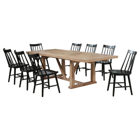 Middleton Brown and Black 9-piece Extension Leaf Dining Set from Coaster - Luna Furniture