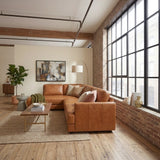 Glander Real Tan Leather Left-Facing Sectional from Ashcroft Furniture - Luna Furniture
