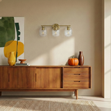 Luster Three Lights Vanity With Clear Glass for Bathrooms above Mirror Wall Lamp - Satin Brass from Ashcroft Furniture - Luna Furniture