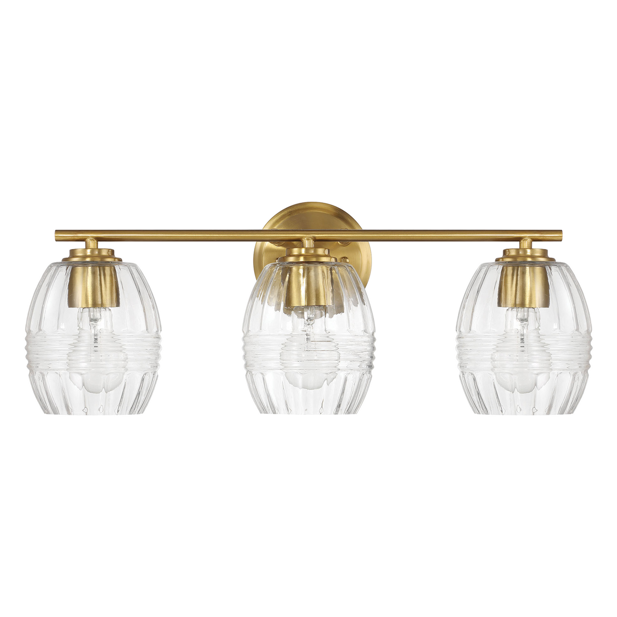 Luster Three Lights Vanity With Clear Glass for Bathrooms above Mirror Wall Lamp - Satin Brass from Ashcroft Furniture - Luna Furniture