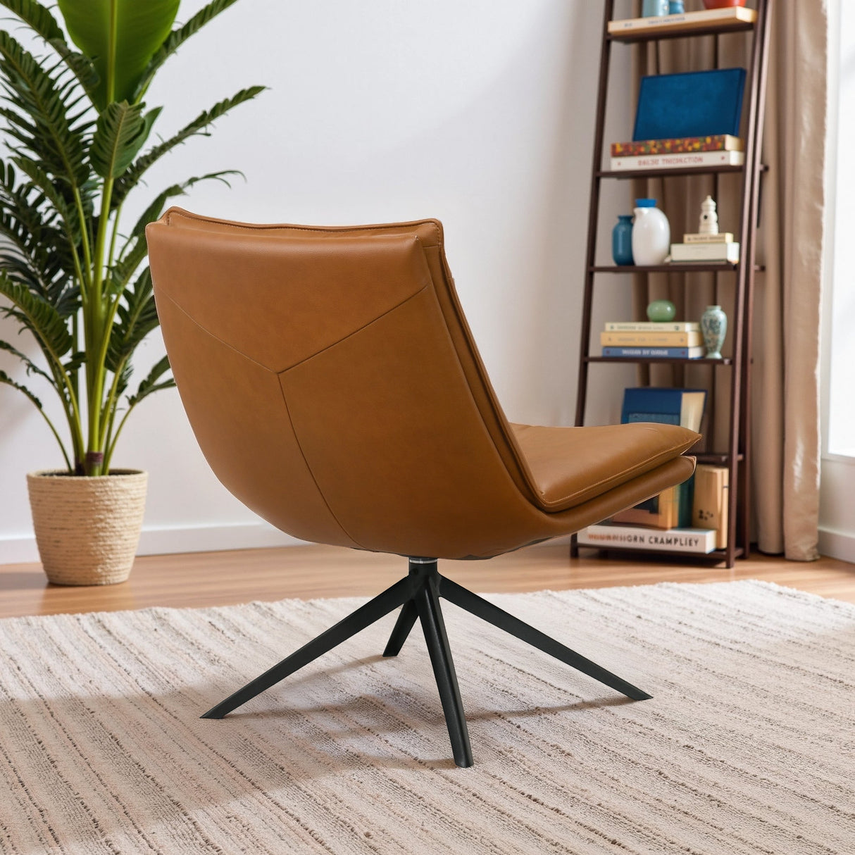 Oakland Cognac Vegan Leather Swivel Chair from Ashcroft Furniture - Luna Furniture