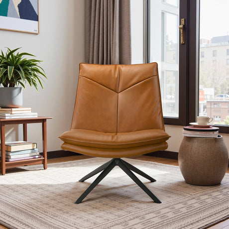 Oakland Cognac Vegan Leather Swivel Chair from Ashcroft Furniture - Luna Furniture