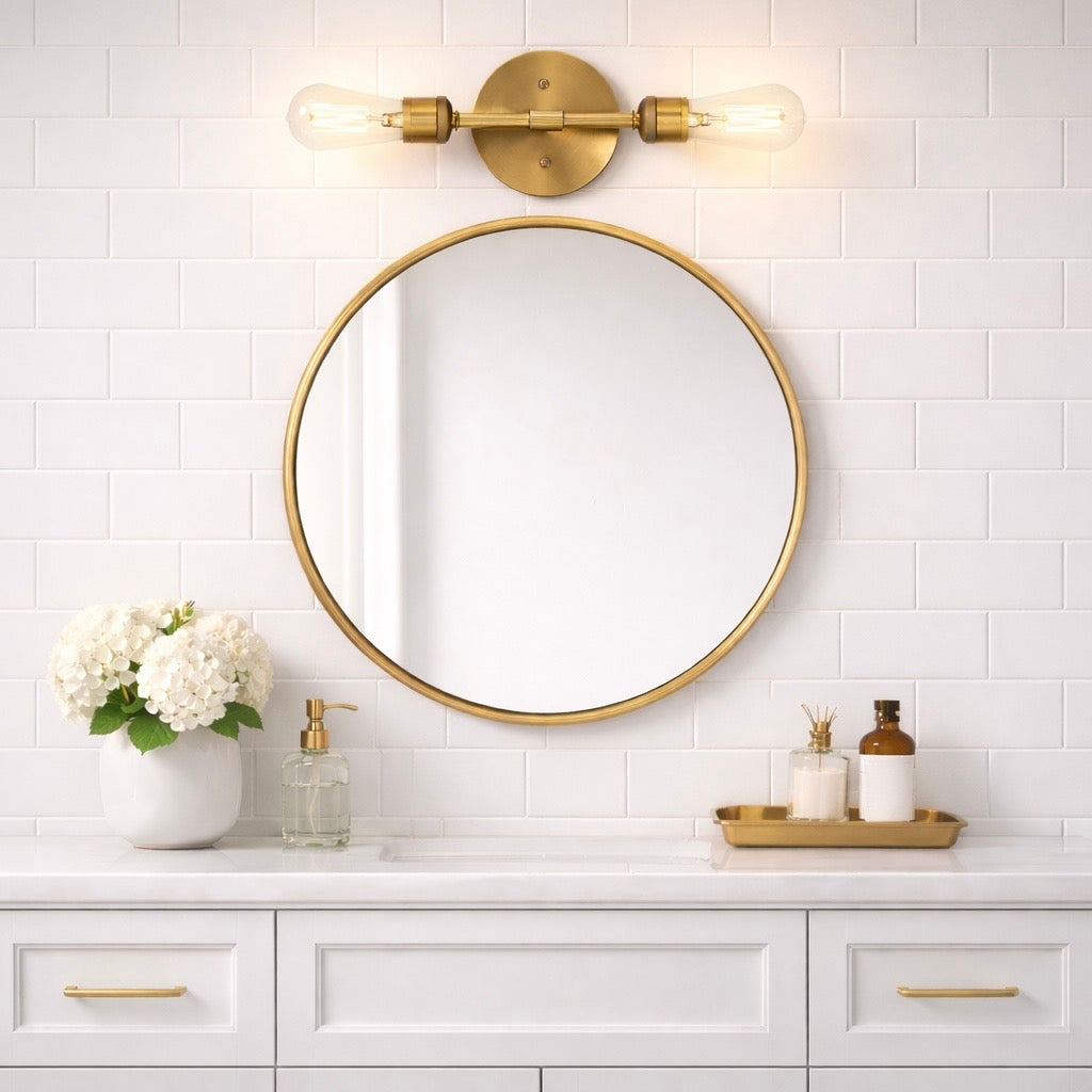 Reverie Double Lights Bathroom Wall Sconce over Mirror Bedroom Hallway Entryway 5"W × 10.75"H × 5"E from Ashcroft Furniture - Luna Furniture