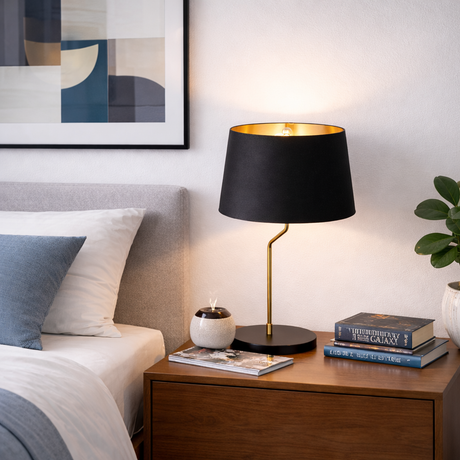 Lustrous Table Lamp - Black outer and Gold inner from Ashcroft Furniture - Luna Furniture