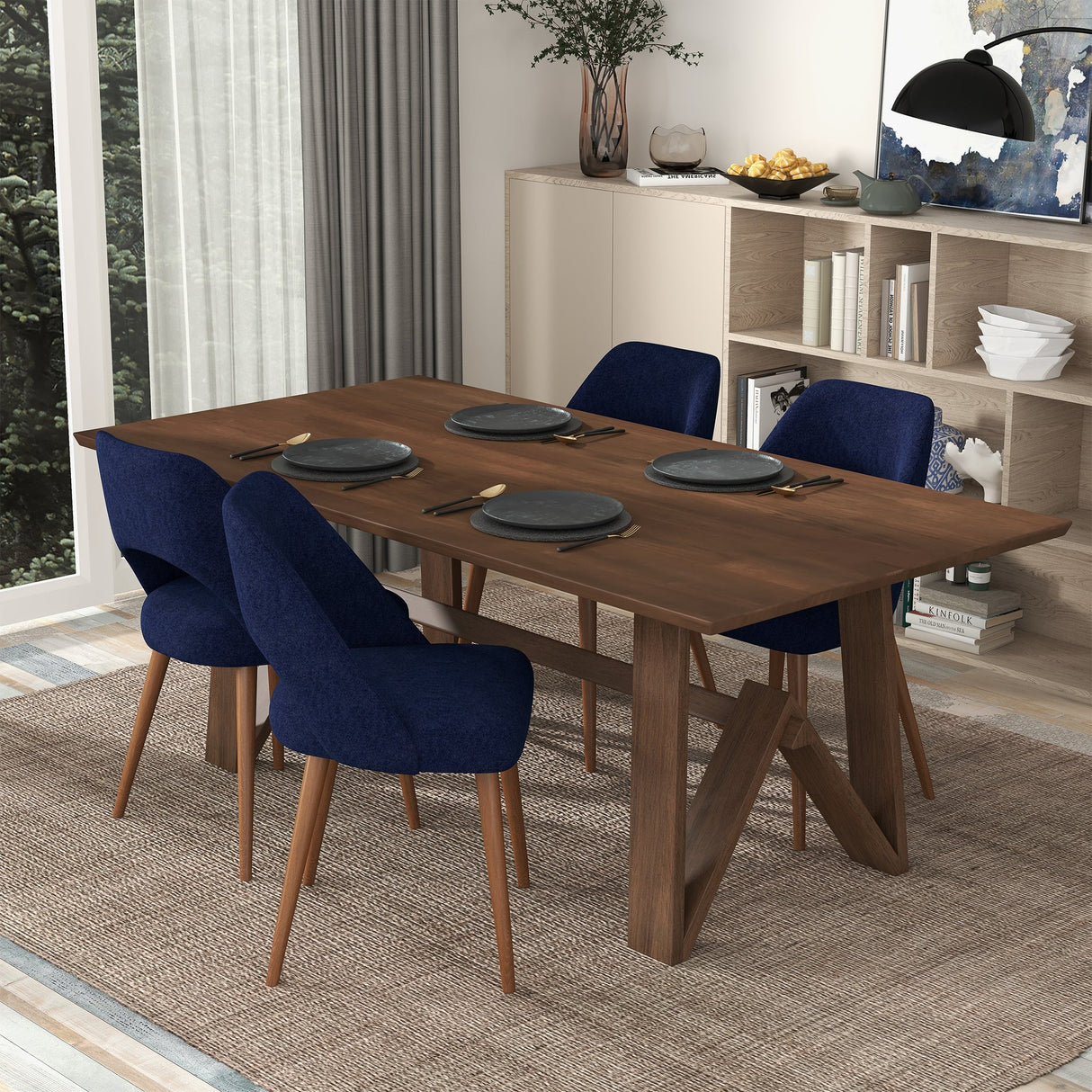 Trimont Walnut Rectangular 78" Solid Wood Dining Table from Ashcroft Furniture - Luna Furniture