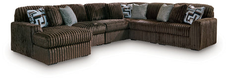 Midnight-Madness Chocolate 6-Piece Sectional with LAF Chaise from Ashley - Luna Furniture