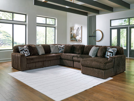 Midnight-Madness Chocolate 6-Piece Sectional with RAF Chaise from Ashley - Luna Furniture