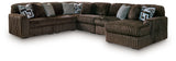 Midnight-Madness Chocolate 6-Piece Sectional with RAF Chaise from Ashley - Luna Furniture
