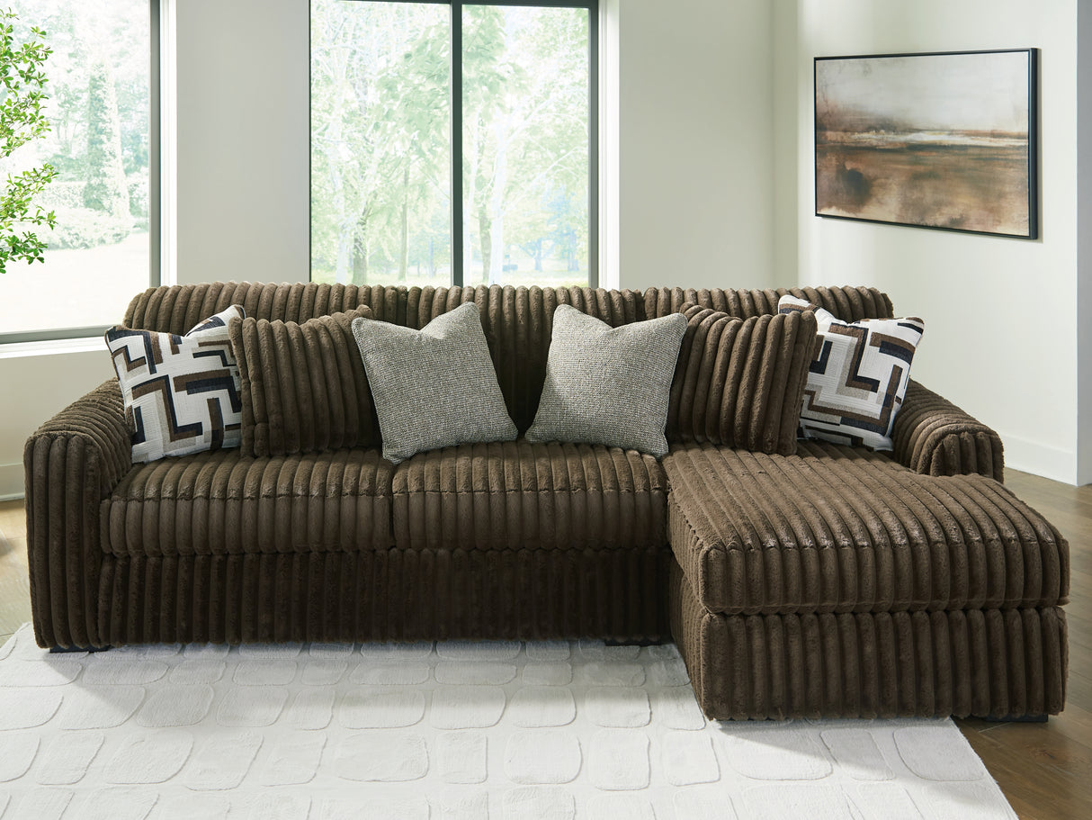 Midnight-Madness Chocolate 2-Piece RAF Sectional Sofa from Ashley - Luna Furniture
