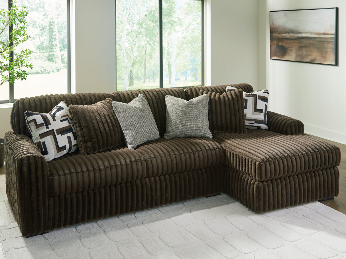 Midnight-Madness Chocolate 2-Piece RAF Sectional Sofa from Ashley - Luna Furniture